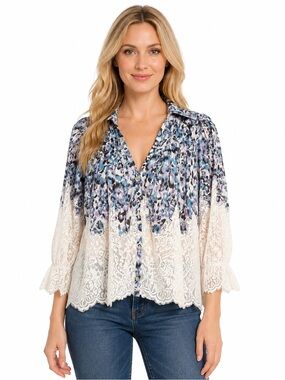 Anthropologie Victorian Sheer Lace Blouse M Boho Cottagecore